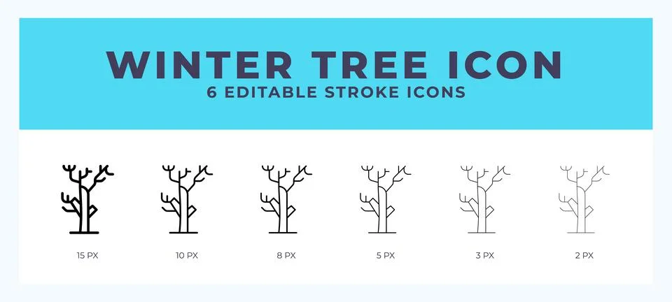 Winter tree line icon with different stroke. Vector illustration. Stock Illustration