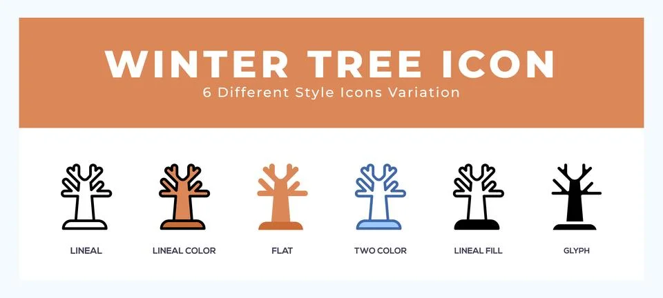 Winter tree pack of icons. vector illustration. Stock Illustration