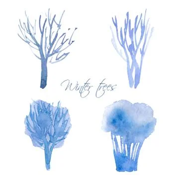 Winter tree set. Vector tree collection. Hand drawn Stock-Illustration