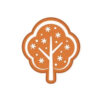 Winter tree shaped Christmas gingerbread cookie. Vector illustration Stock Illustration