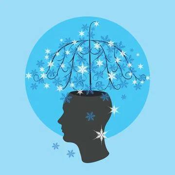 Winter tree with snowflakes on head イラスト素材