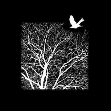 Winter tree in a square Stock Illustration