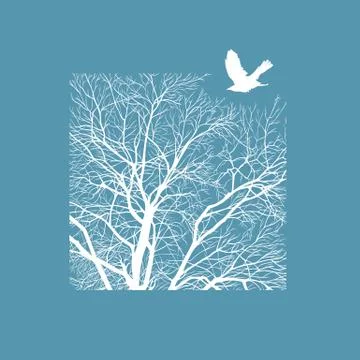 Winter tree in a square Illustrazione stock