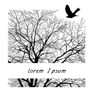 Winter tree in a square Stock Illustration