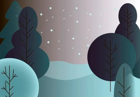 Winter trees background Stock Illustration