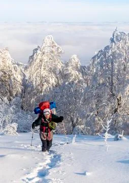 Winter trekking Stock Photos
