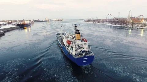 Winter Tugboat Stock Footage 77971300