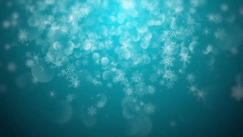 Winter turquoise background with flying snowflakes. Abstract looped holiday Stock Footage 293605879