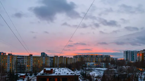 Winter twilight in big city Stock Footage 58443301