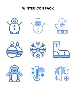 Winter Two Colour Set Icons Pack 스톡 일러스트