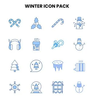 Winter Two Colour Set Icons Pack Illustrazione stock