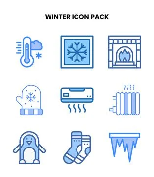 Winter Two Colour Set Icons Pack Illustrazione stock