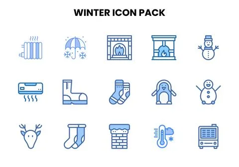 Winter Two Colour Vector Icons Pack Stock Illustration