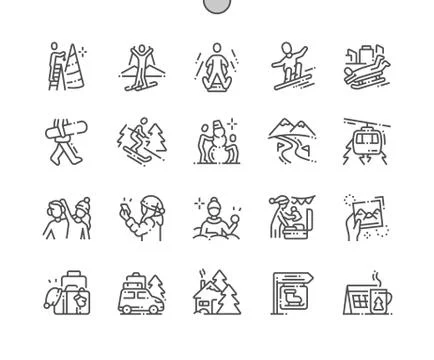 Winter vacation Well-crafted Pixel Perfect Vector Thin Line Icons Illustration