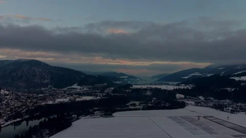 Winter valley town from above Video stock 329491604