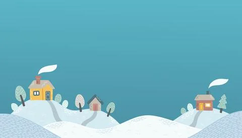 Winter vector background simple blue flat design Stock Illustration