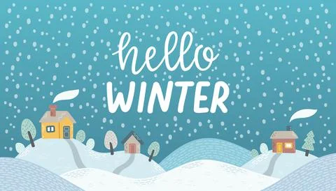 Winter vector background snow blue flat design Stock Illustration