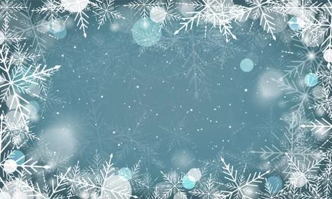 Winter vector background with snowflakes and glowing elements. Stock Illustration