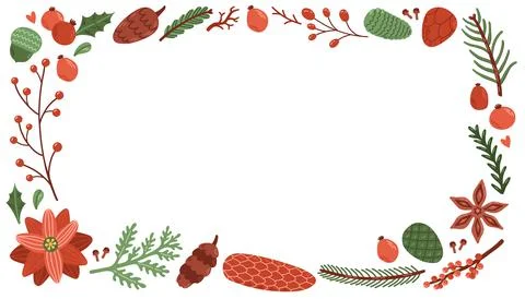 Winter vector background wreath flat design Stock Illustration