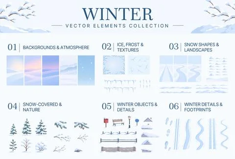 Winter Vector Elements Collection with Snow, Ice and Frost Ilustración de archivo