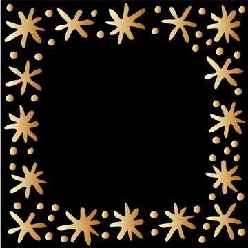 Winter vector frame of simple primitive snowflakes. Hand drawn border, isolat Stock Illustration