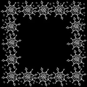 Winter vector frame of snowflakes. Hand drawn border, isolated. Background, b Stock Illustration