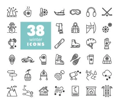 Winter vector icon set. Wintertime Stock Illustration