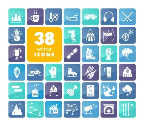 Winter vector icon set. Wintertime Stock Illustration