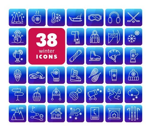 Winter vector icon set. Wintertime Stock Illustration