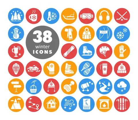 Winter vector icon set. Wintertime Stock Illustration