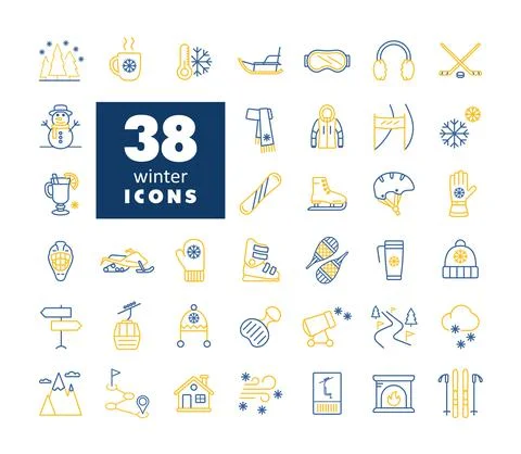 Winter vector icon set. Wintertime Stock Illustration