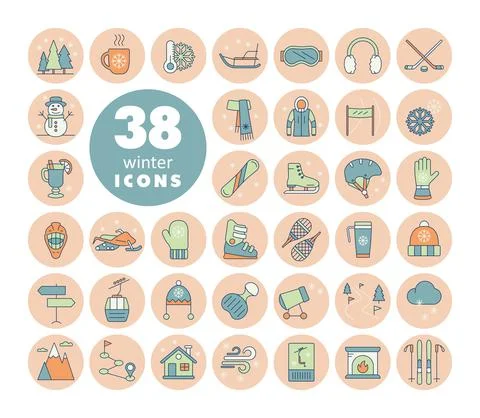 Winter vector icon set. Wintertime Stock Illustration