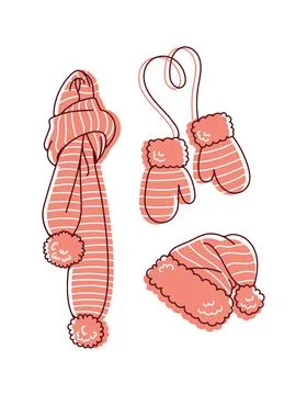 Winter vector illustration of winter accessories. Illustrazione stock