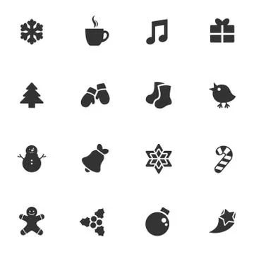 Winter vector shape style stickers icon set Stock Illustration