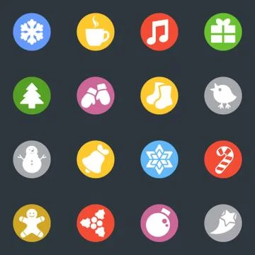 Winter vector stickers icon in the circle set Stock Illustration
