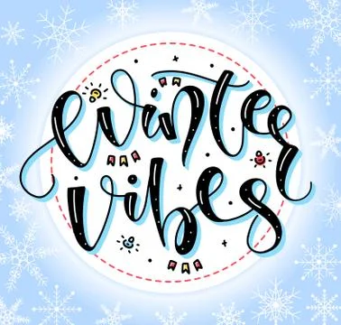 Winter vibes - multicolored vector illustration with festive doodle elements Illustrazione stock