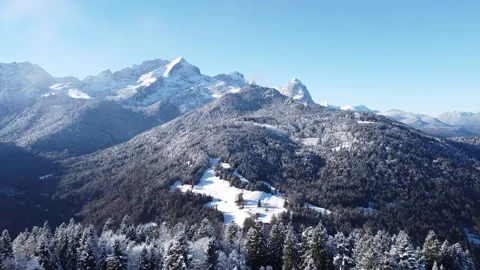Winter View of Alpine Mountains Stock Footage 296243803