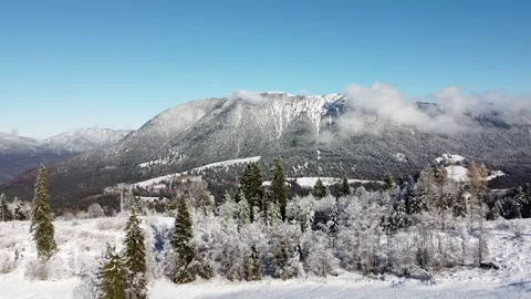 Winter View of Alpine Mountains Stock Footage 296244003