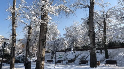Winter view from Ankara, Turkey. Stock Footage 100459358