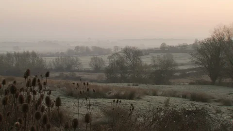 Winter view of British countryside Stock Footage 106389906