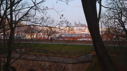 Winter view of brown roofs and St. Witt Cathedral from Vyshgorod Stock Footage 126646460