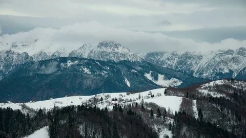 Winter view of Bucegi Mountains. Stock Footage 79554588