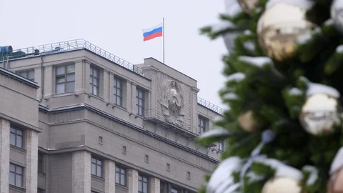 Winter view building of the State Duma of Russian Federation Stock Footage 101334527
