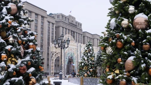 Winter view building of the State Duma of Russian Federation Stock Footage 101334555