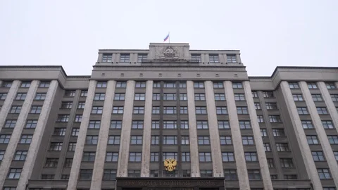 Winter view building of the State Duma of Russian Federation Stock Footage 101334565