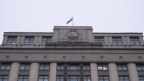 Winter view building of the State Duma of Russian Federation Stock Footage 101334589