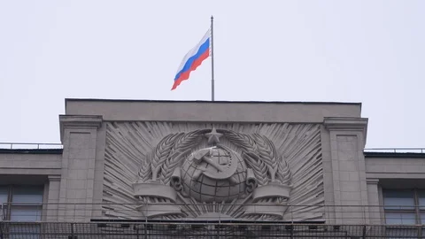 Winter view building of the State Duma of Russian Federation Stock Footage 101334626