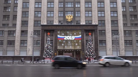 Winter view building of the State Duma of Russian Federation Stock Footage 101334670