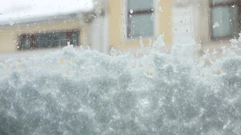 Winter view from car window, snow outside window Stock Footage 320099465
