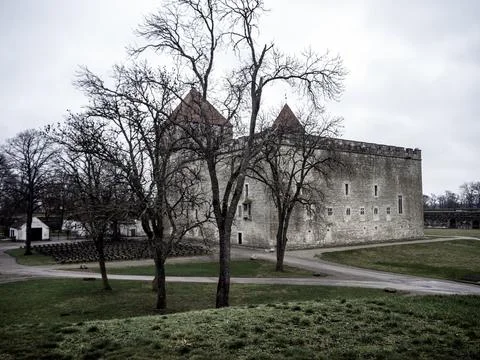 A winter view of castle, Stock Photos